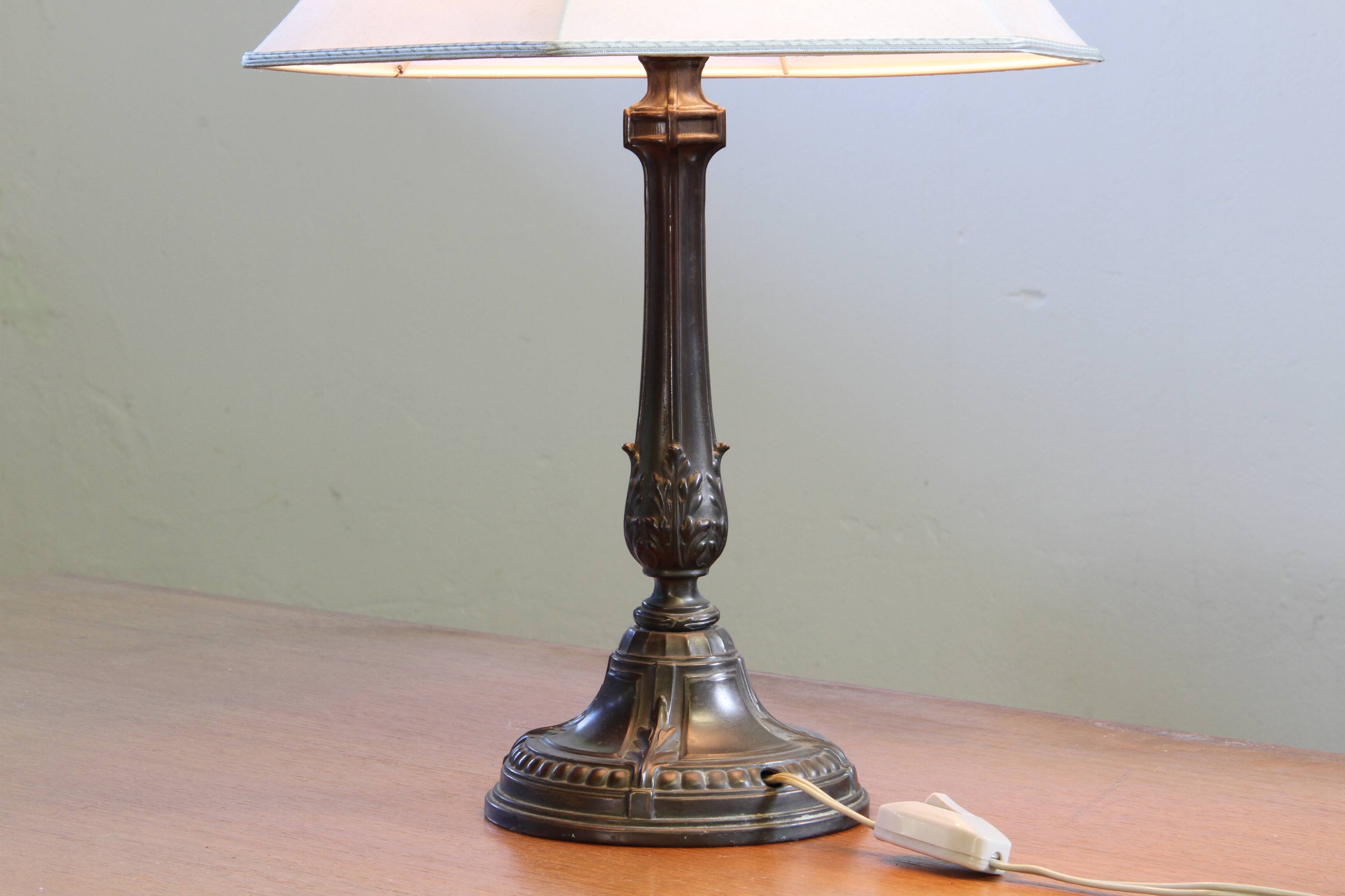 Vintage 1920s Danish table lamp in the style of Just Andersen Diskometal design