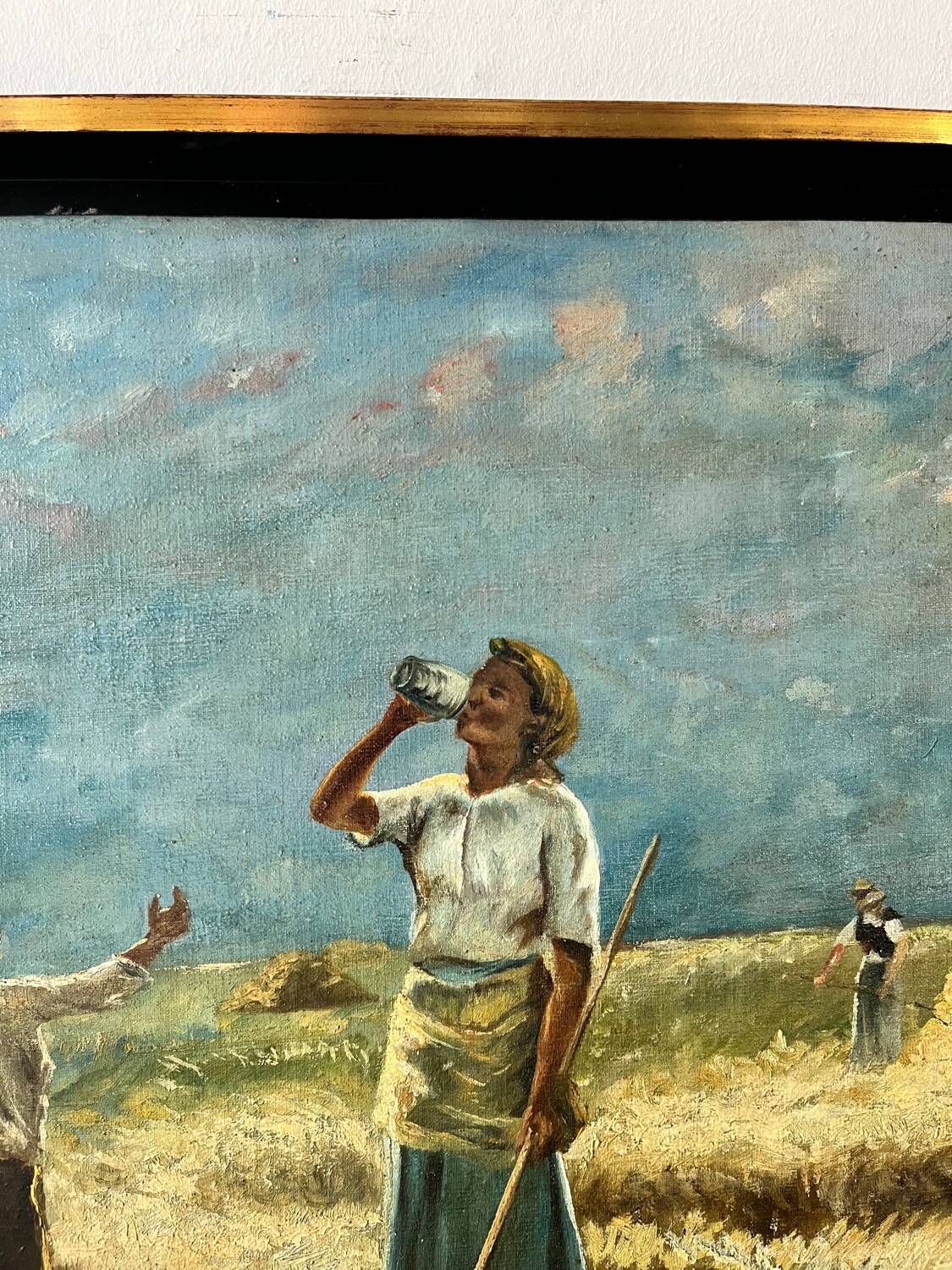 Harvesters, oil on canvas, signed