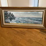 Signed painting Oil on canvas - the storm - dimensions: height -32 cm - width -72 cm -