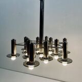 Pair of Large Chromed and Smoked glass chandelier