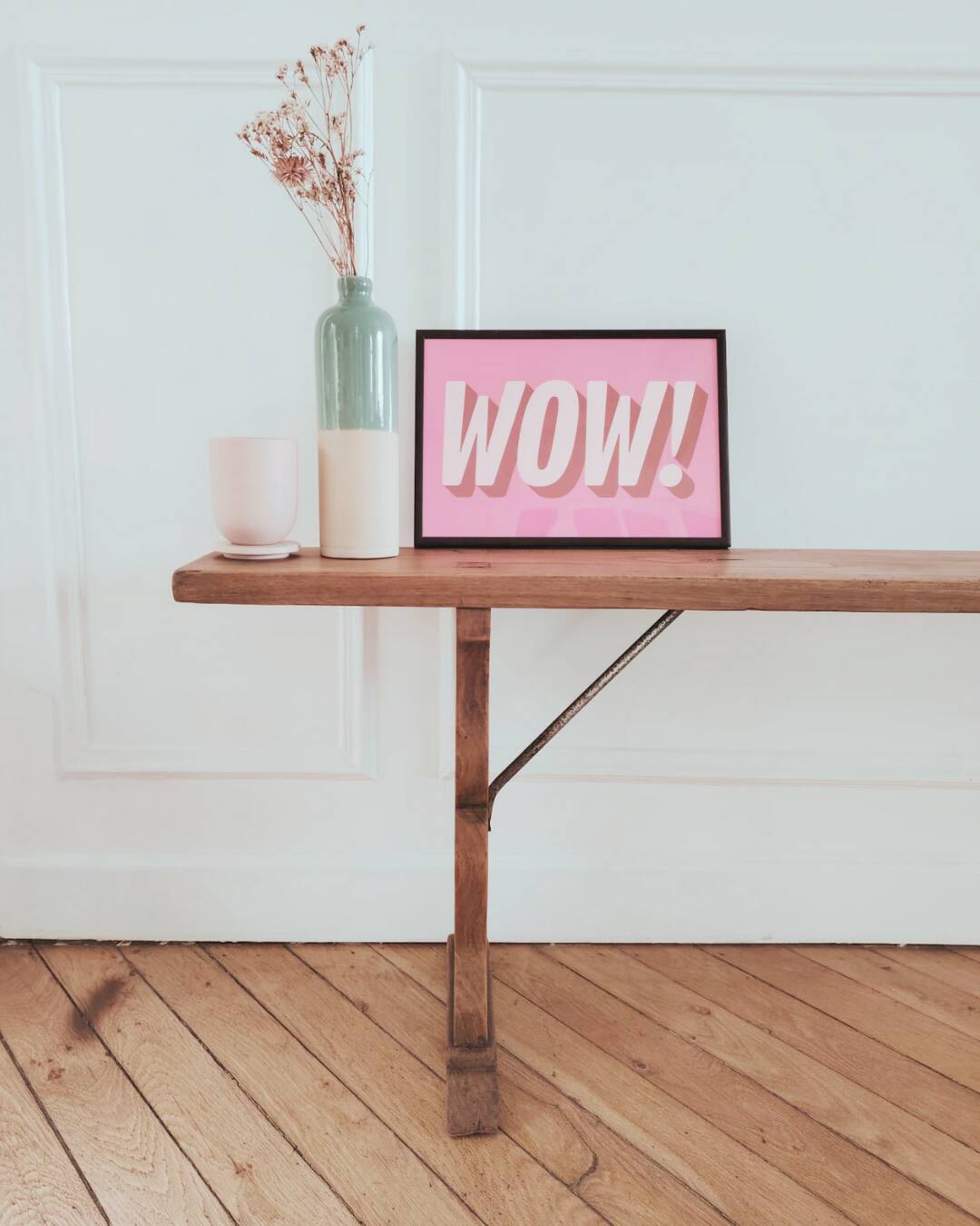 Renovated vintage bench, made of wood - 2 available, sold individually.