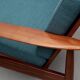 1960s armchair in teak, cushions petrol