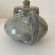 Large handcrafted celadon glazed ceramic teapot