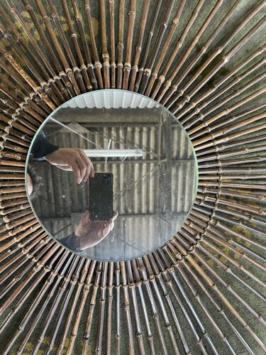 Miroir soleil en bambou 1950