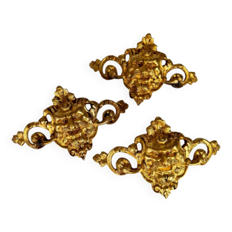 Ensemble de 3 éléments décoratifs en bronze/laiton