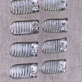 8 knife holders in transparent molded glass, patented SGDG vintage 1960