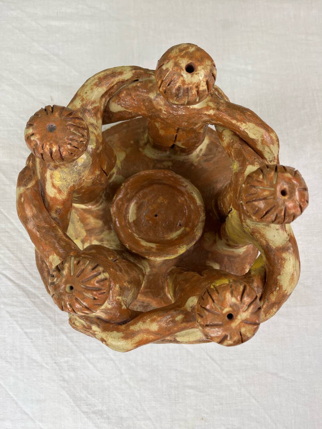 Handmade pottery candle holder