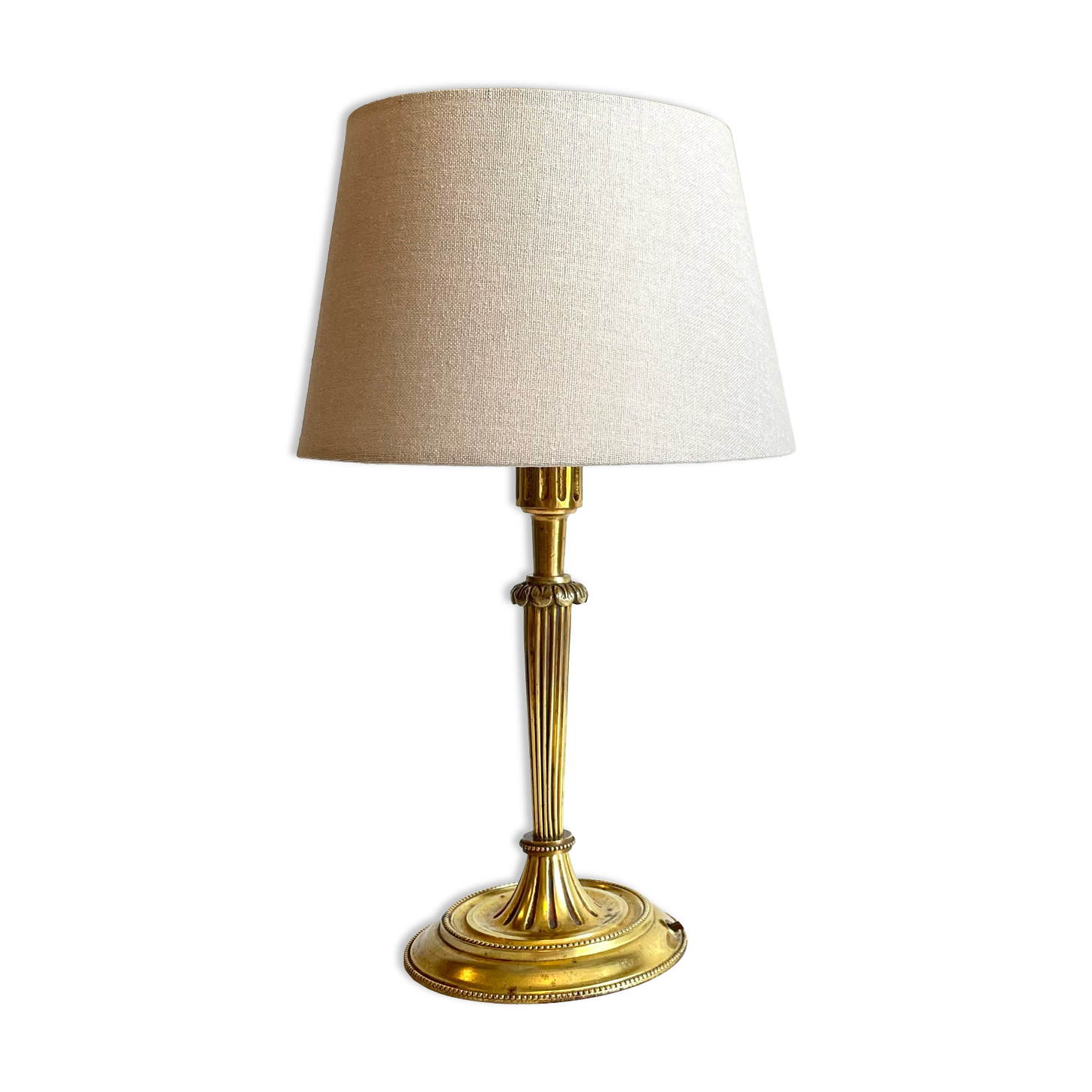 Lamp solid brass and vintage fabric