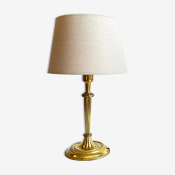 Lamp solid brass and vintage fabric