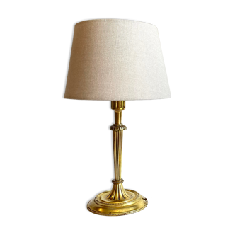 Lamp solid brass and vintage fabric