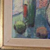 Bouquet rouge et bouteille de vin