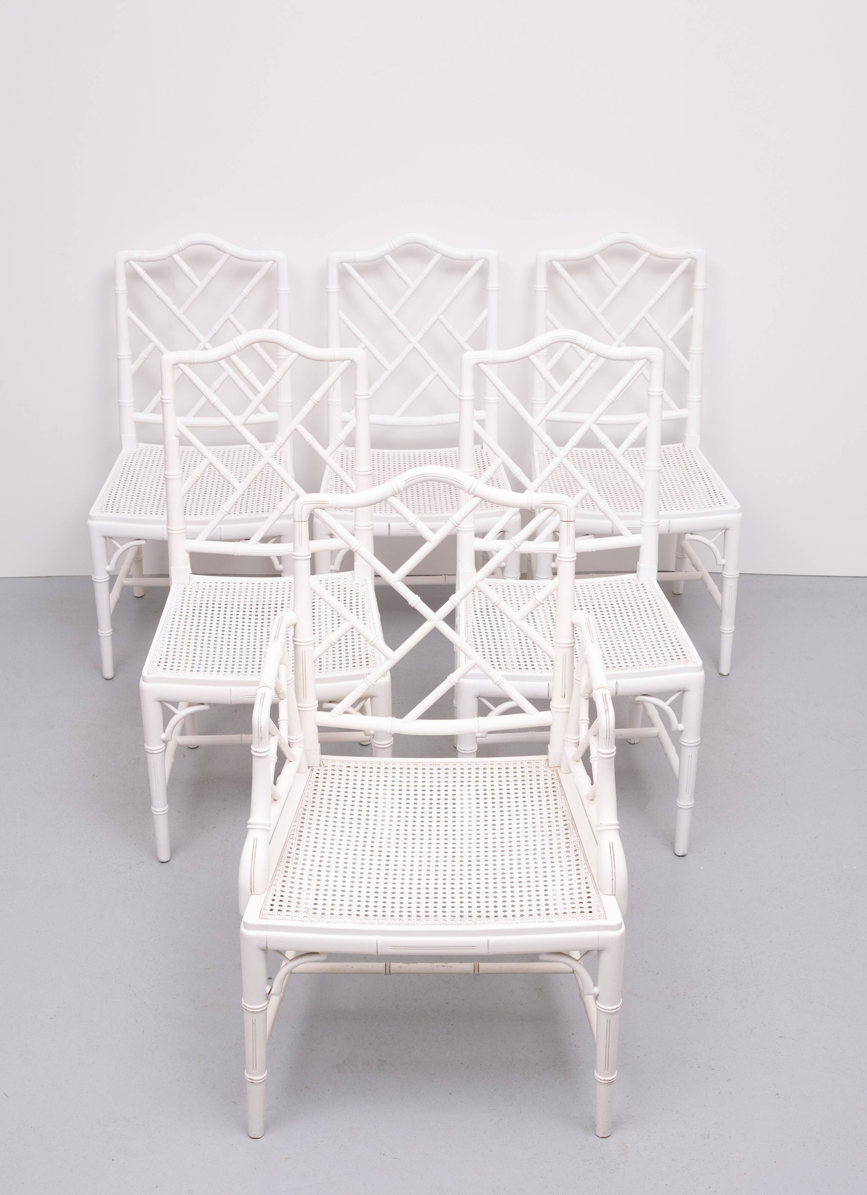 Chinese Chippendale Faux Bamboo Dining chairs set of 6