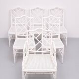 Chinese Chippendale Faux Bamboo Dining chairs set of 6