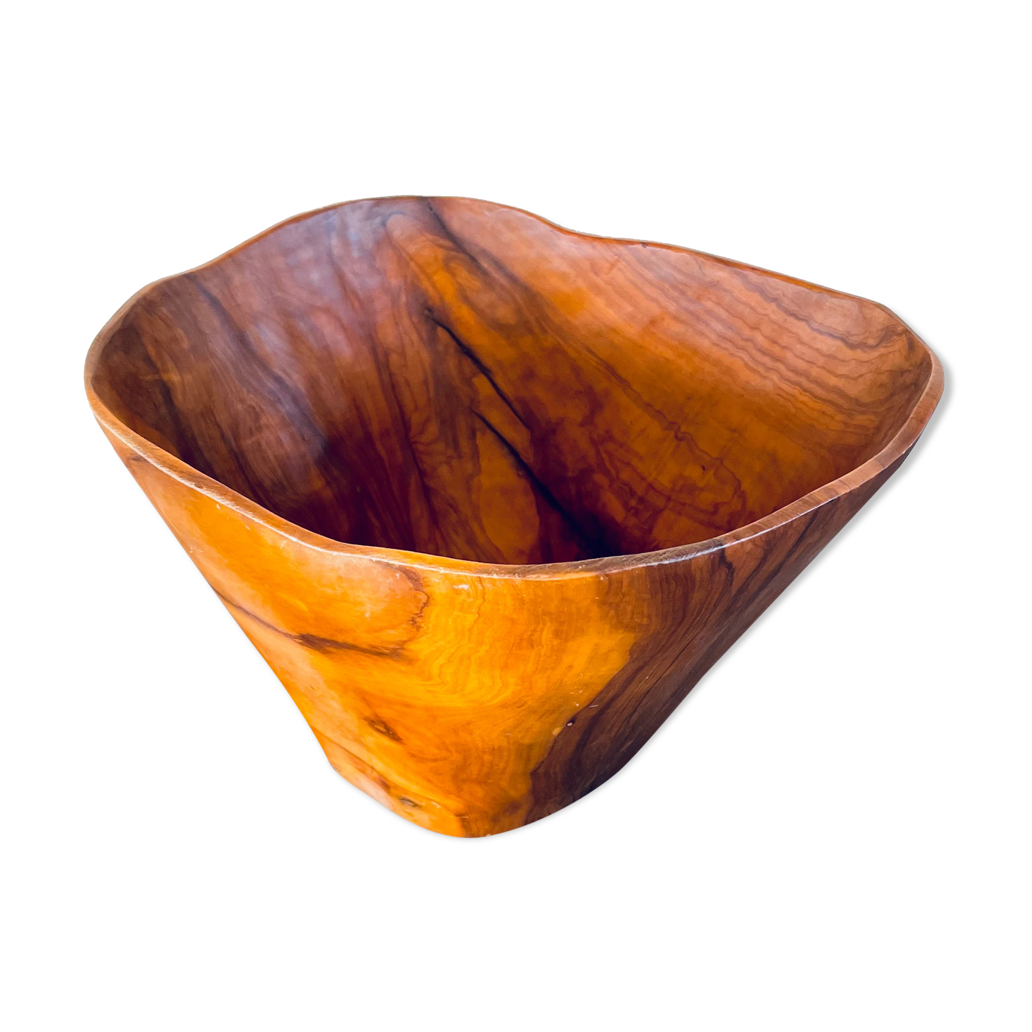 Vintage salad maker signed in Scandinavian Olive Wood