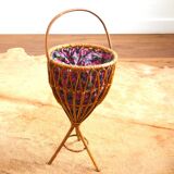 Vintage rattan basket/plant stand/work basket