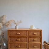 Rattan chest of drawers circa 1960s
