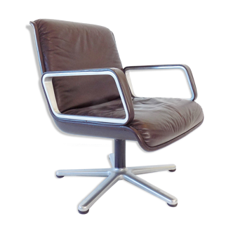 Wilkhahn Delta 2000 brown leather lounge chair by Delta Design