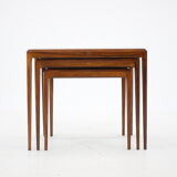 1960s Johannes Andersen rosewood nesting tables for cfc Christensen of Silkeborg, Denmark