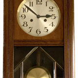 Antique art deco original f.m.s. Mauthe oak wall clock, Germany 1930s