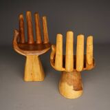 Chaises vintage en bois massif. Années 1970. Lot de 2.