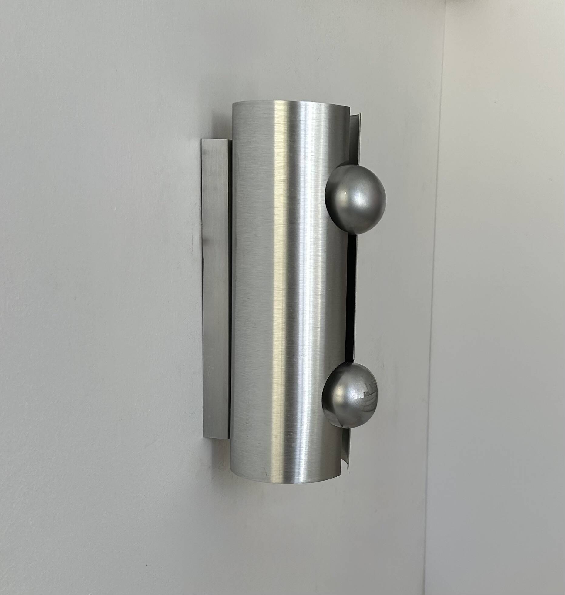 Vintage brushed metal wall lamp, France 1970