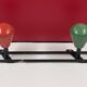 Round iron coat rack and wooden hooks 59 cm