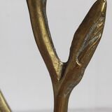 Old iris flower candle holder in solid brass