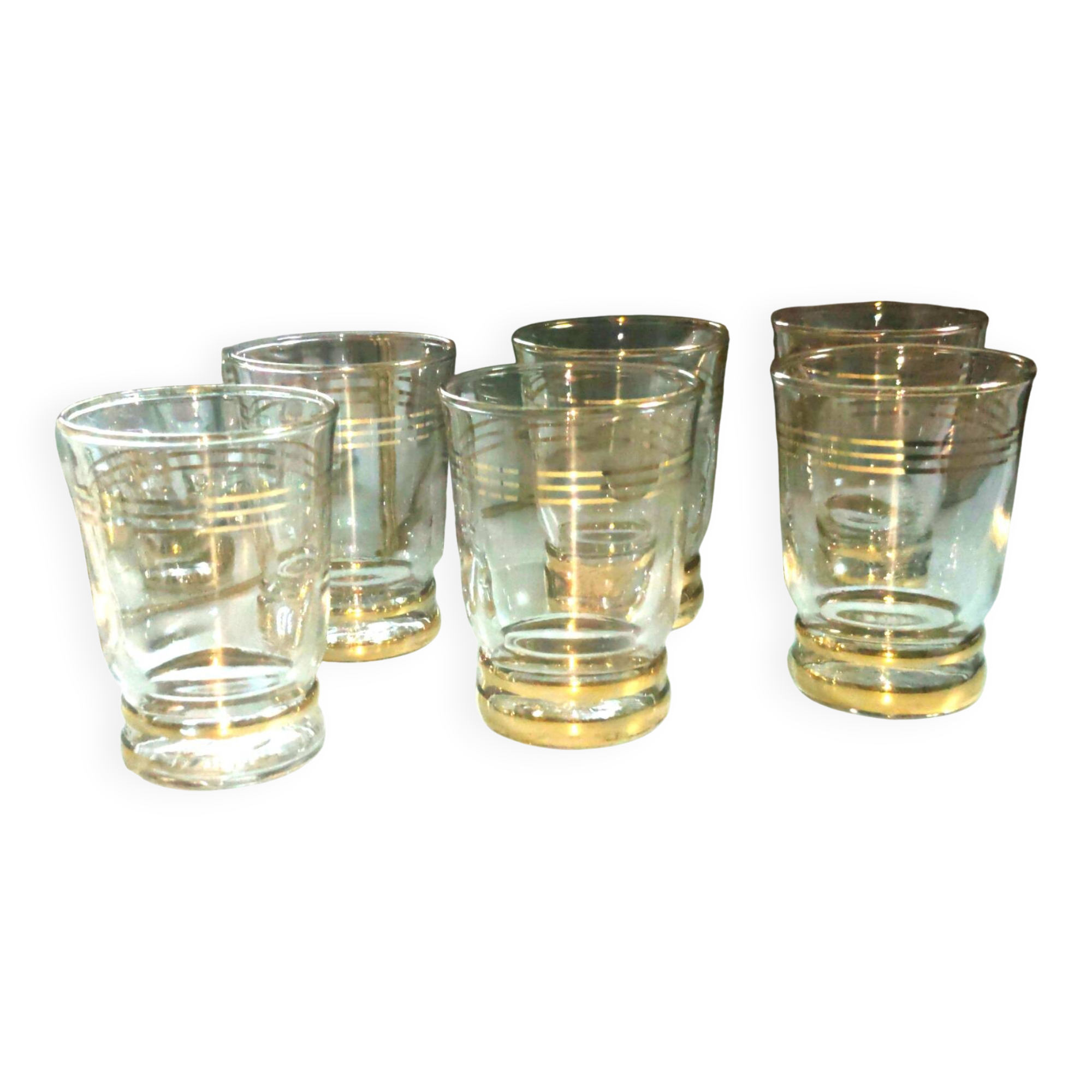Set of 6 Art Deco Cooked Wine Glasses - 1930s Certified - Gold Rims