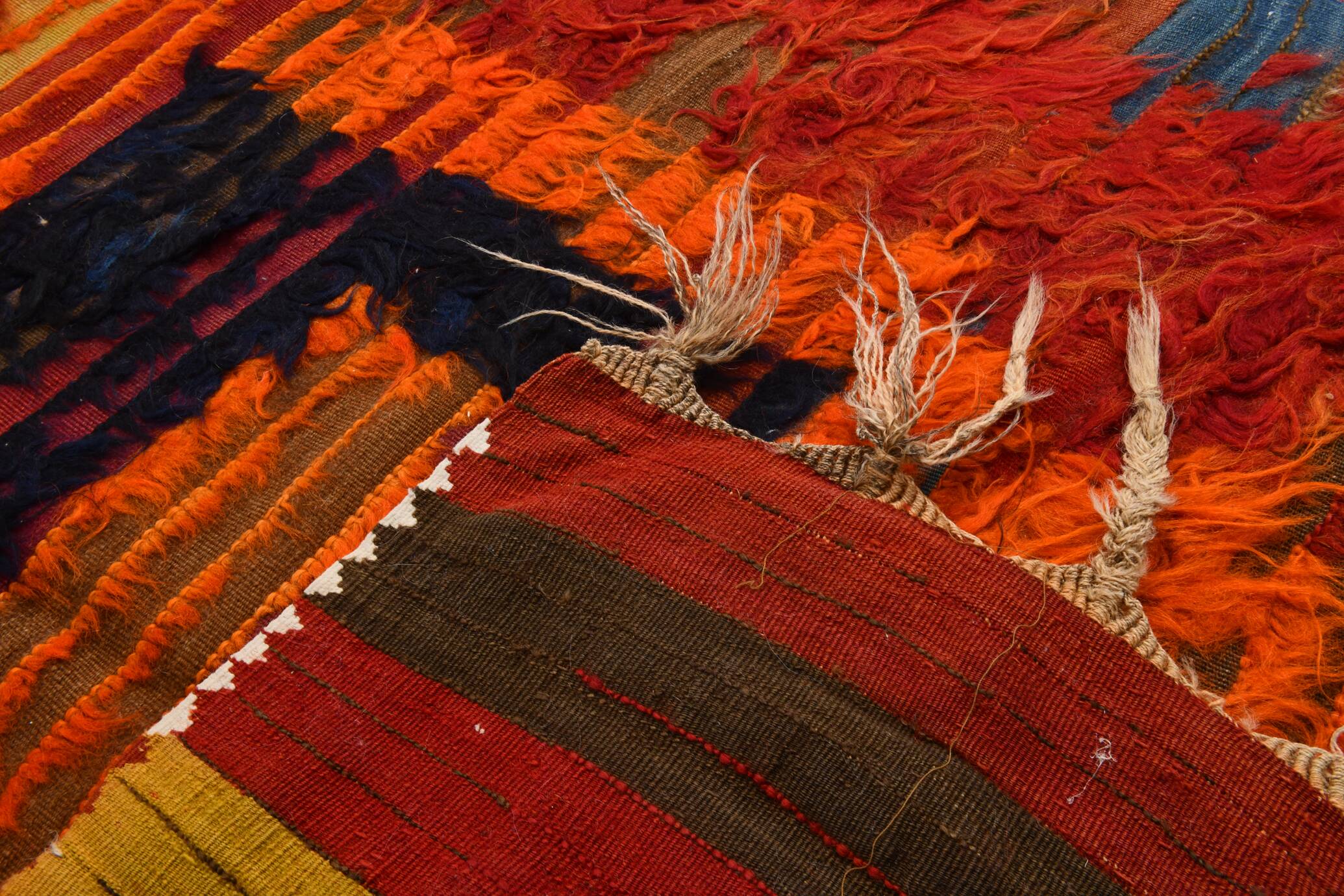 4x11 Red & Orange Handmade %100 Wool Moroccan Runner Rug, 128x346Cm