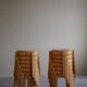 Modern Swedish, set of 14 stackable stools in birch and hessian fabric, 1980s.