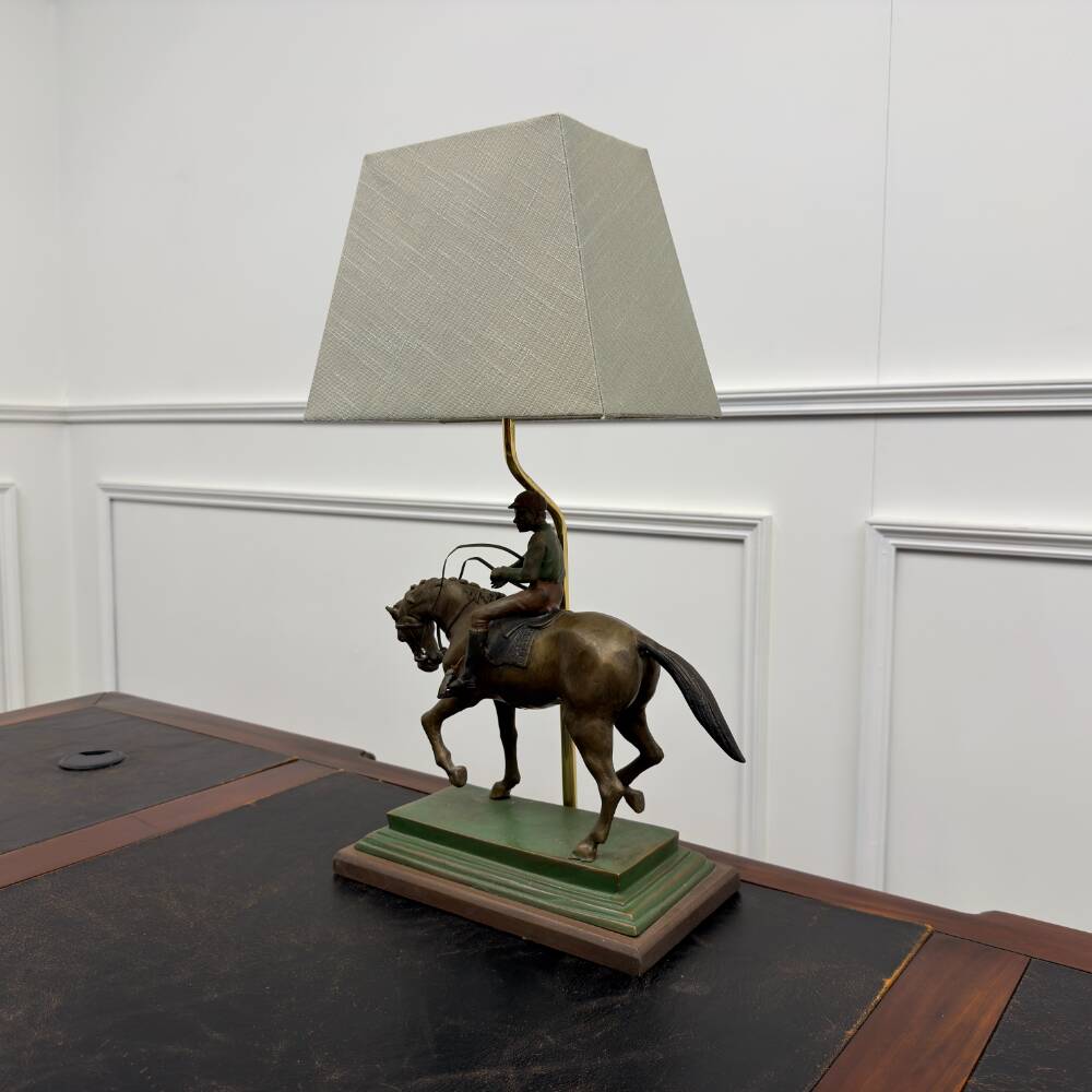 Classic English Bronze Horseman Table Lamp