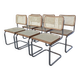 Ensemble de 6 chaises Cesca Design Marcel Breuer / Noyer clair, cannage, chrome, salle à manger