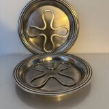 Pair of art deco coasters Christofle, Luc Lanel, Undulations model
