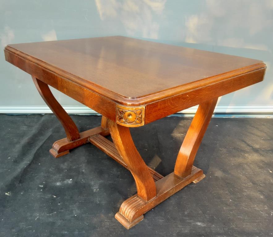 Art Deco lyre table 2 extensions 4/8 guests