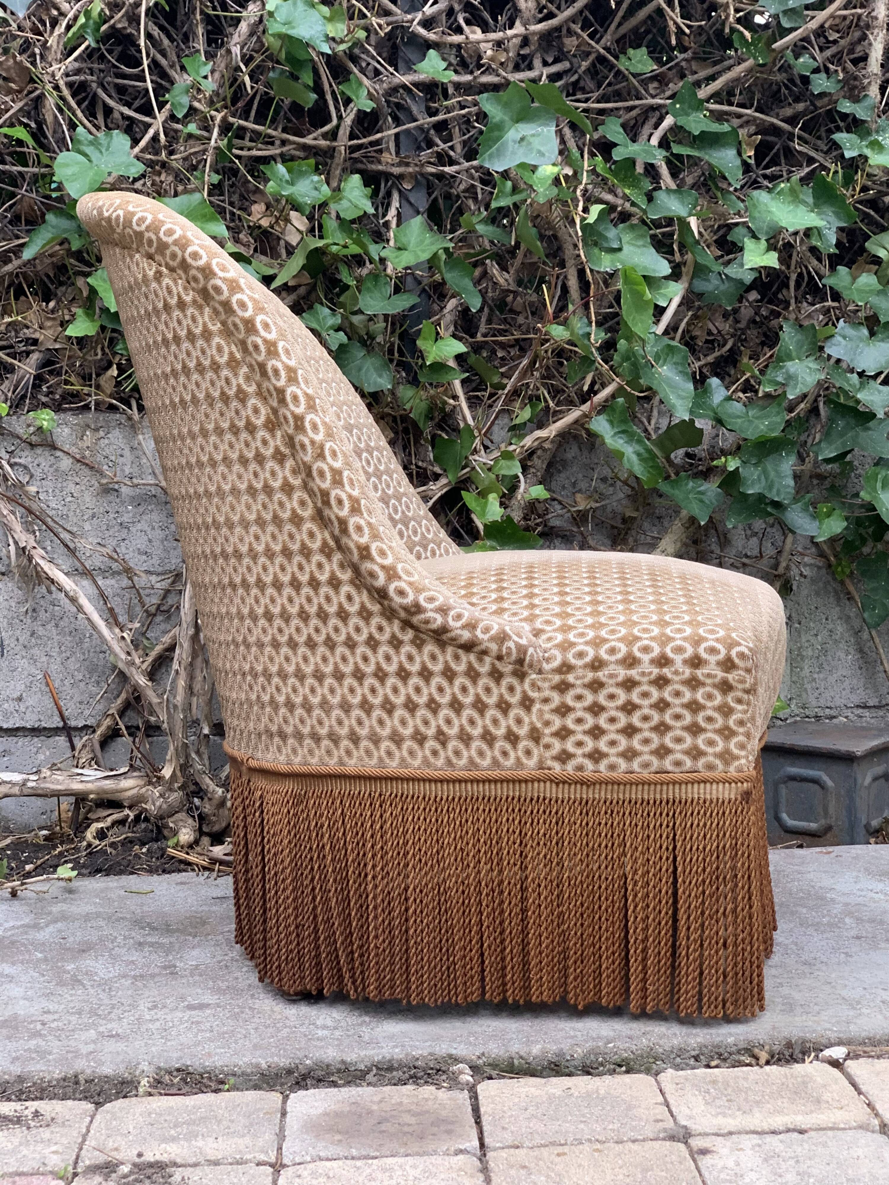 Vintage chocolate velvet toad armchair