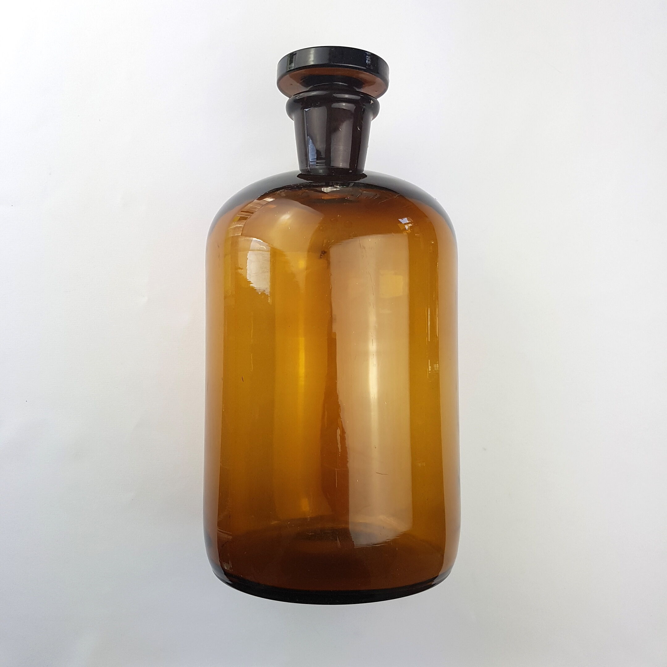 Former laboratory in amber glass bottle