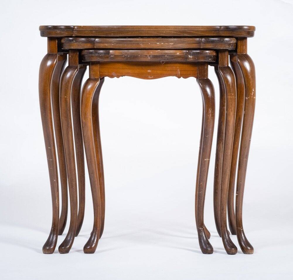 Vintage Nesting Tables with Rattan and Glass Top by Jason Møbler, 1960s, Set of 3