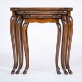 Vintage Nesting Tables with Rattan and Glass Top by Jason Møbler, 1960s, Set of 3