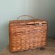 Small vintage wicker chest with clasp