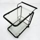 Black postmodern metal and glass serving trolley, 1980
