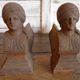 Old pair of andirons cast iron head fakir deco fireplace Castle were