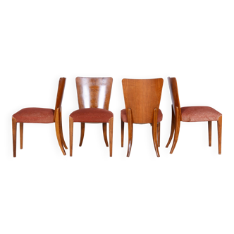 Set of Four Original ArtDeco Beech Chairs, Halabala, UP Zavody, Czechia, 1940s