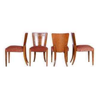 Ensemble de quatre chaises originales en hêtre ArtDéco, Halabala, UP Zavody, Tchéquie, années 1940