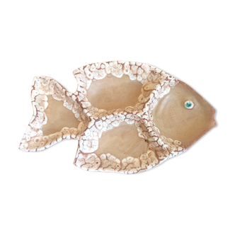 Plat à hors d'oeuvres forme poisson années 70