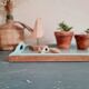 Presentation tray in old wood renovated blue with handles