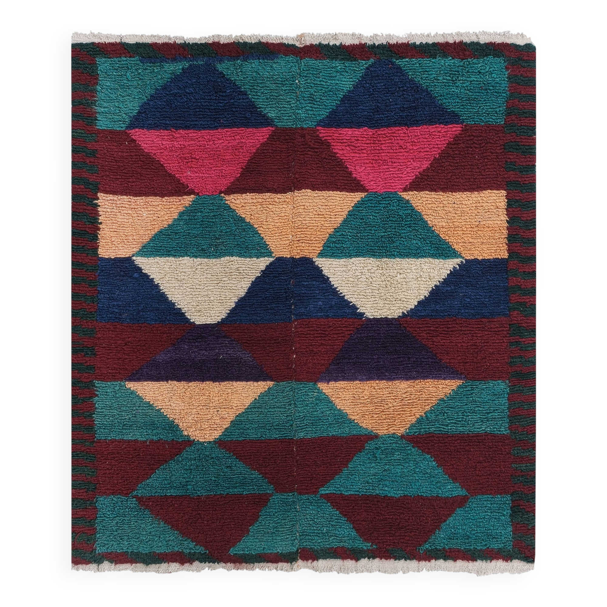 Vintage Turkish Oushak Handwoven Rug 115x126 cm