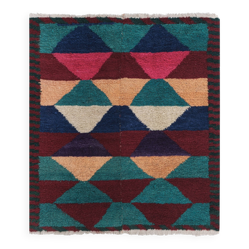 Tapis vintage turc de oushak tissé à la main 115x126 cm