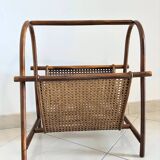 Rattan and cane magazine rack