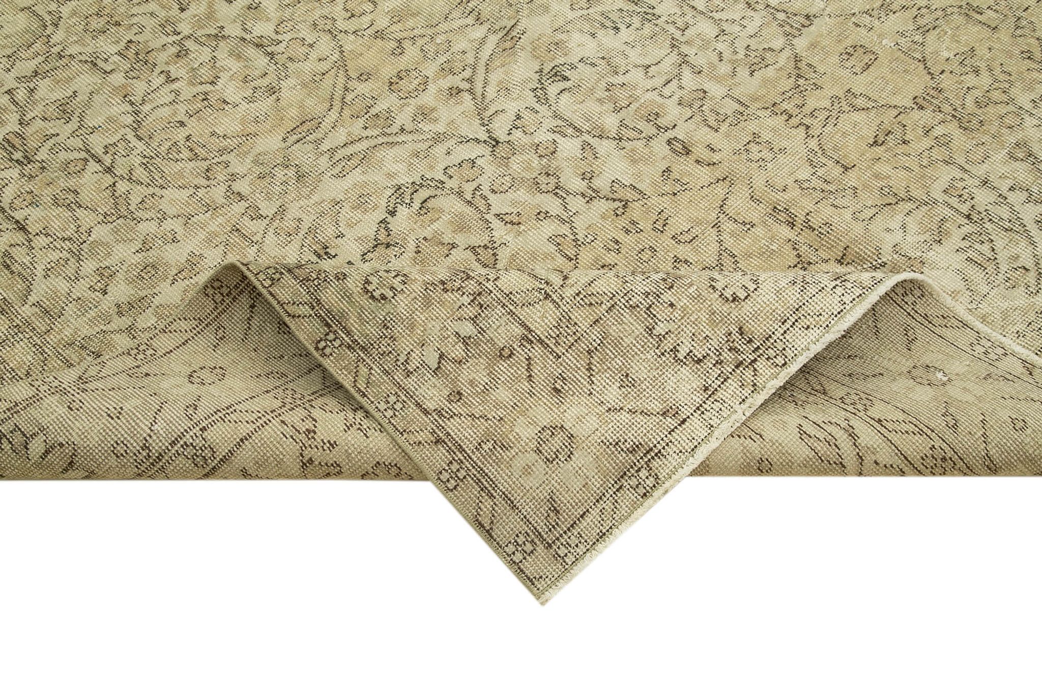 Handwoven vintage anatolian beige carpet 188 cm x 296 cm