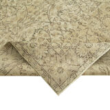 Handwoven vintage anatolian beige carpet 188 cm x 296 cm